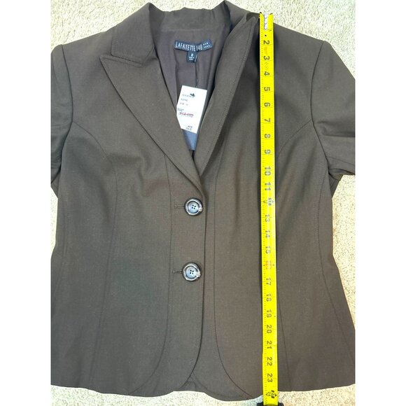 NWT Lafayette 148 New York Women Espresso Brown Wool Two-Button Blazer Jacket 10 - Picture 13 of 16
